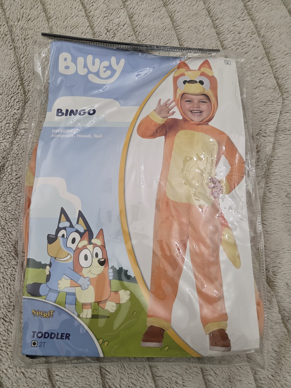 Spirit Bingo Orange and Cream Toddler Costume - Jumpsuit with Hood & Tail